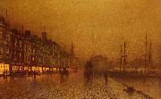 Atkinson Grimshaw Greenock Dock oil painting on canvas